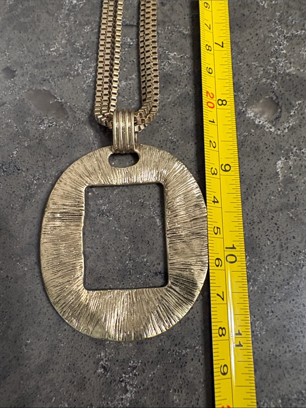 Gold-Tone Statement Pendant Necklace - Bold Square Cutout - Picture 9 of 11